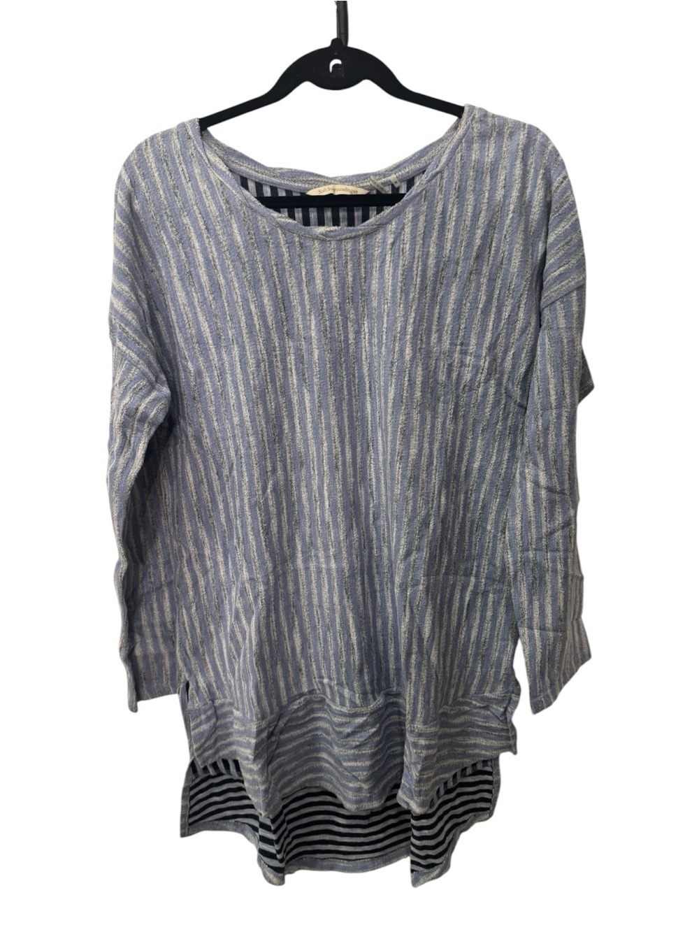 Soft Surroundings Gauze Turin Tunic in blue and white womens size M